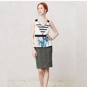 Anthropologie Corey Lynn Calter Bands and Blossoms Peplum Tank